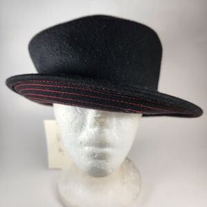 DA - ME Womens Hat Medium Black 100% Wool Fedora Made Italy NEW